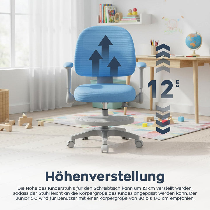 MARK ADLER Junior 5.0 Blue | Kinder Schreibtischstuhl Ergonomischer Bürostuhl Kinderdrehstuhl Jugend