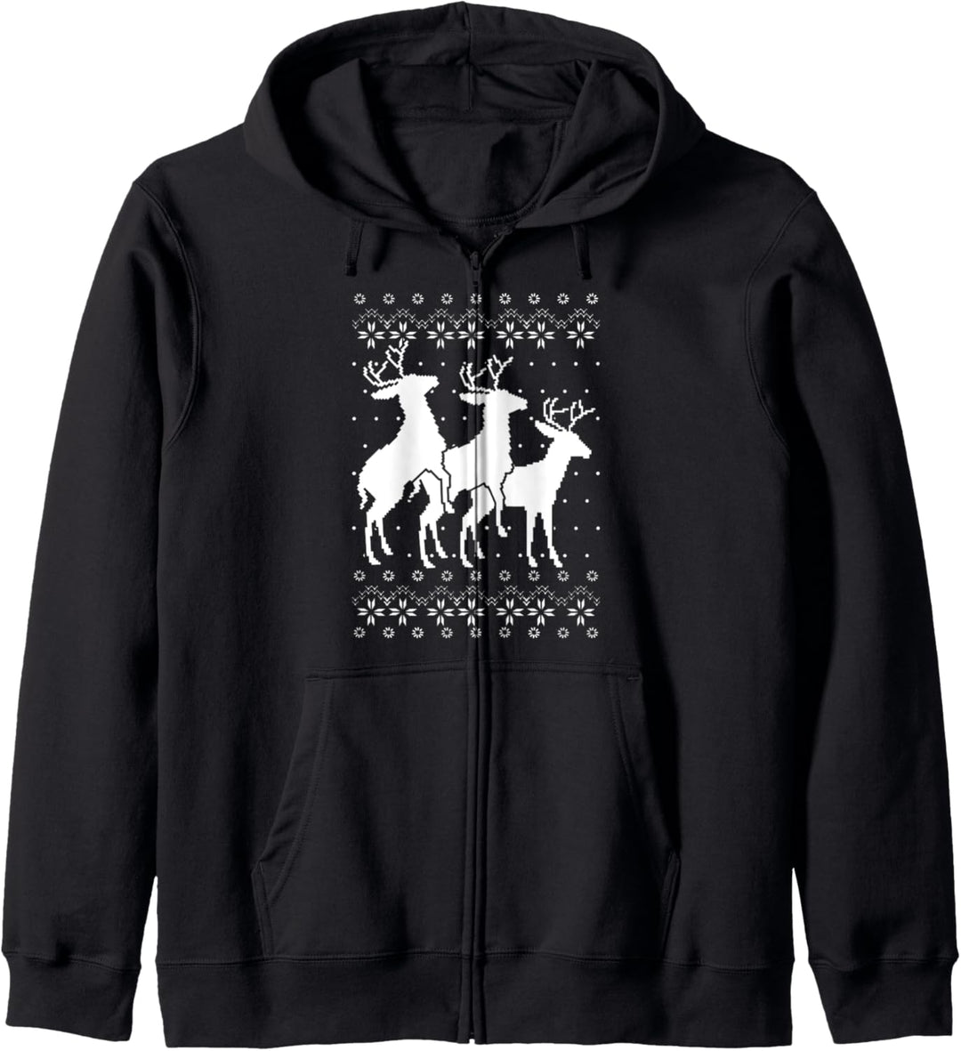 Rentier Ugly Christmas Weihnachten Lustig Geschenk Kapuzenjacke