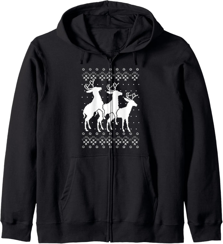 Rentier Ugly Christmas Weihnachten Lustig Geschenk Kapuzenjacke
