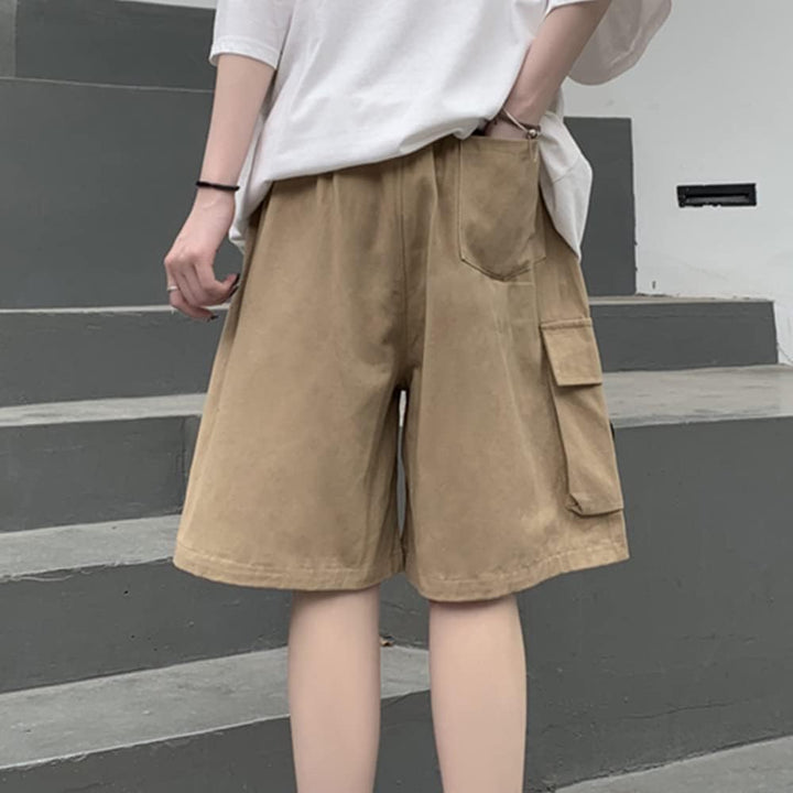 Kurze Hose Damen Knielang Bermuda Cargo Shorts Sommer Loose Fit Casual Harajuku S Khaki, S Khaki