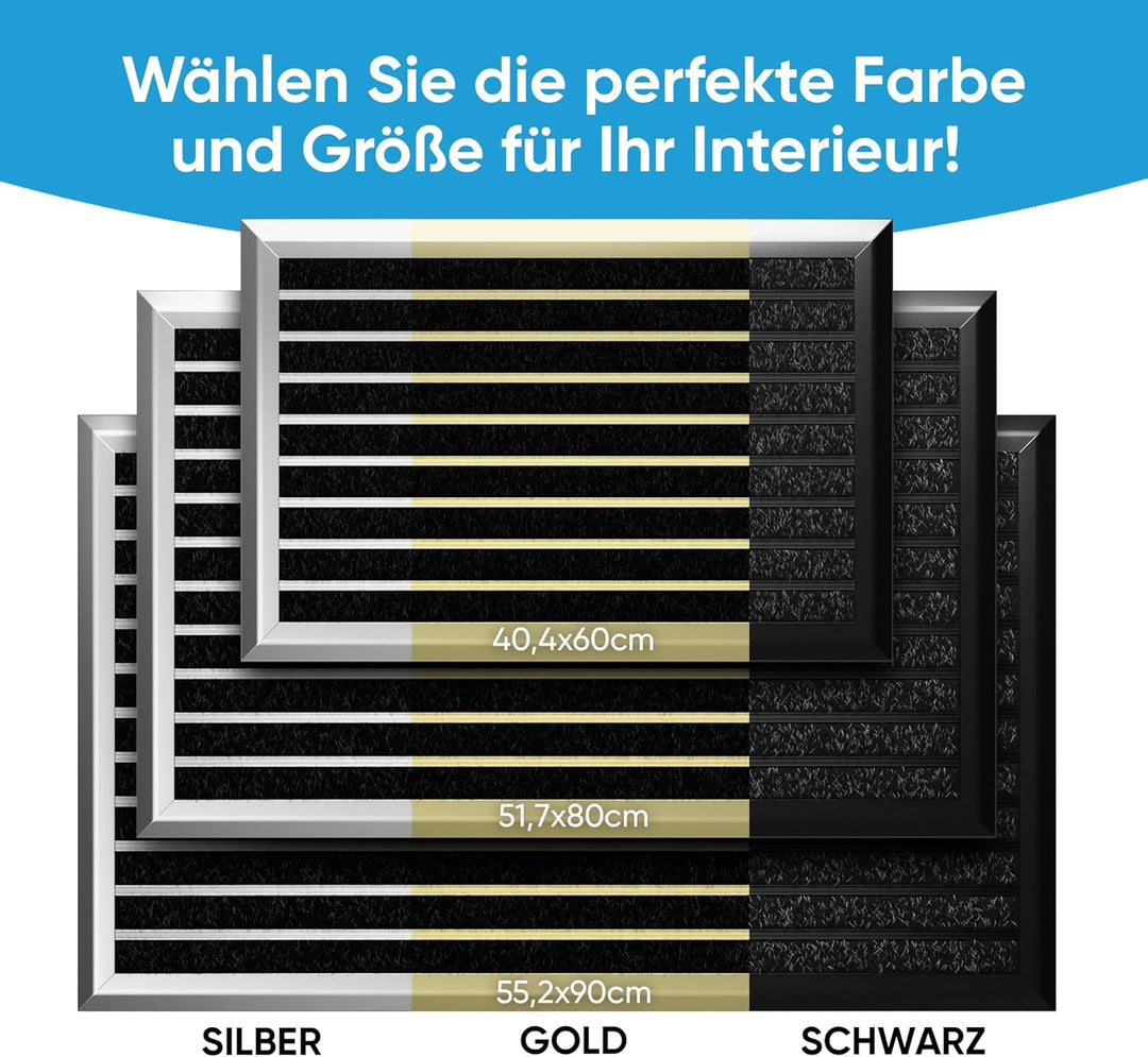 Fussmatte aussen grau 55 x 90 cm, Aluminium Fussmatten, Fussabtreter aussen, Schmutzfang Alu, Schmut