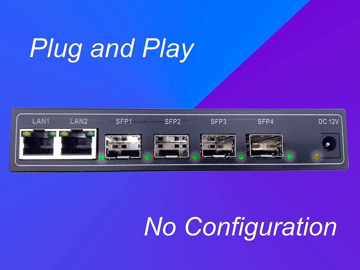 Elfcam® - Gigabit Ethernet LAN Switch mit 4 x Gigabit SFP 1,25G Ports und 2 x Gigabit Ethernet Port