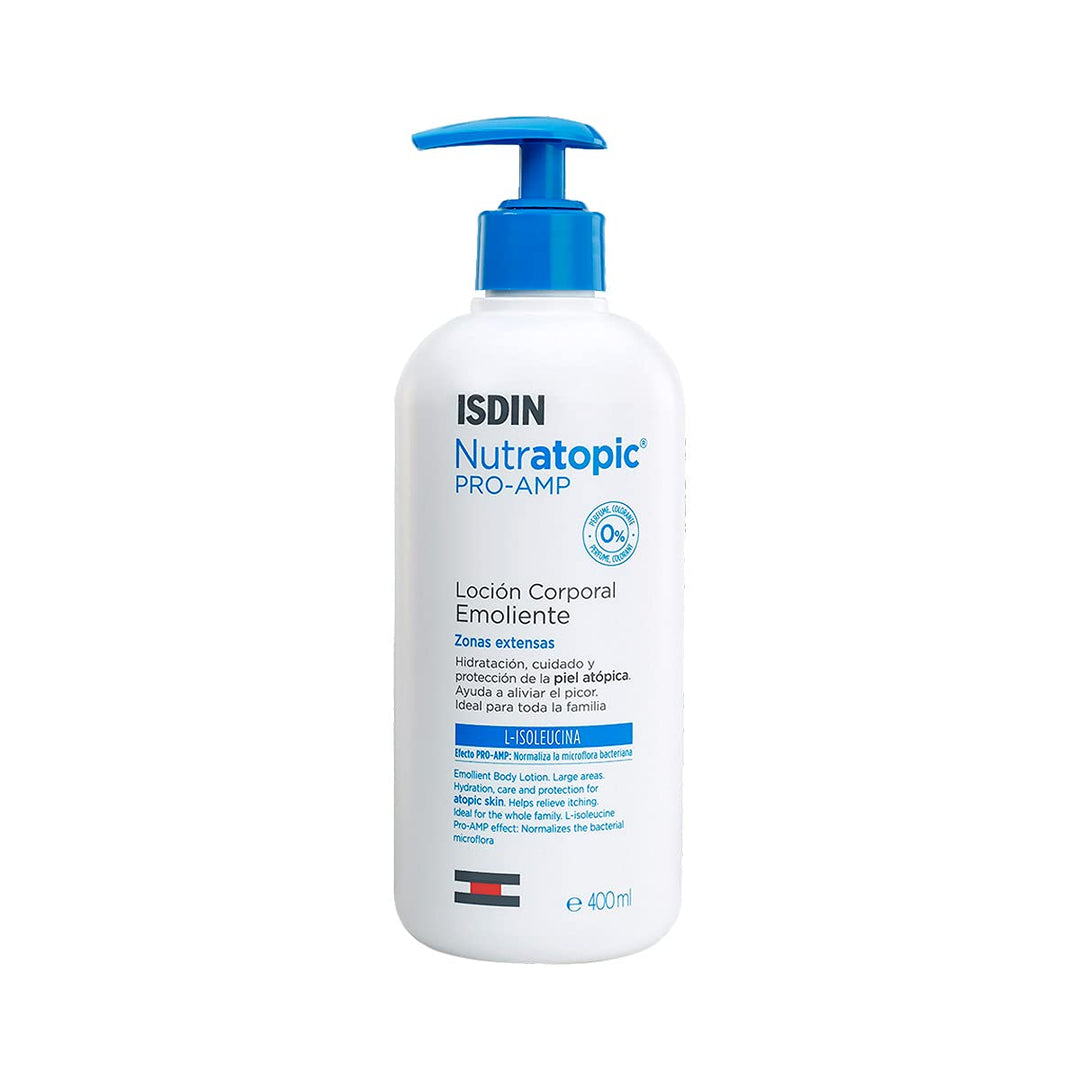 ISDIN Nutratopic Pro-AMP feuchtigkeitsspendende Lotion für atopische Haut (400ml) | Spendet Feuchtig