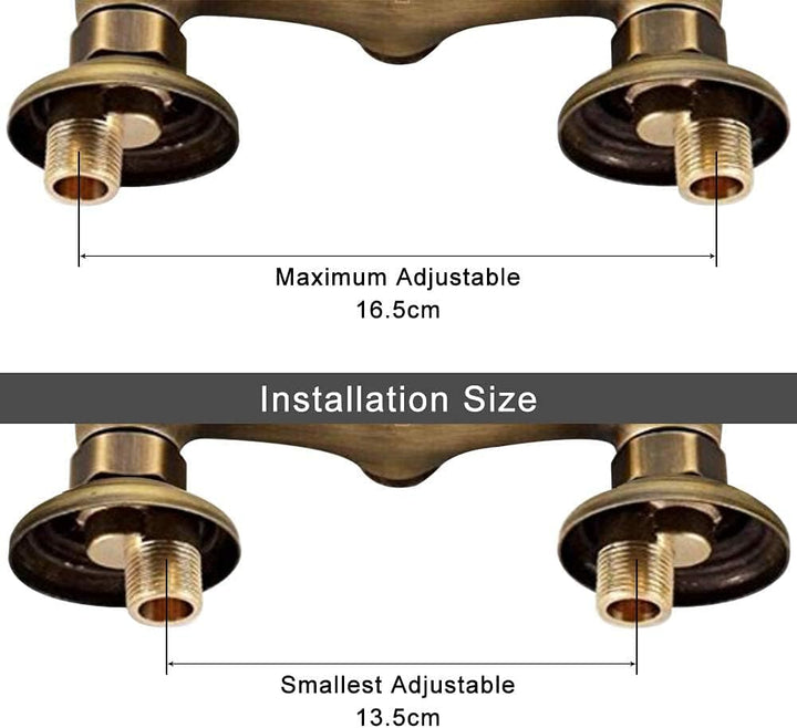 Küchenarmatur, Wandmontage, Antik-Bronze, 360 ° drehbar, doppelte Kontrolle, Pflaume mit Kreuzlenkra