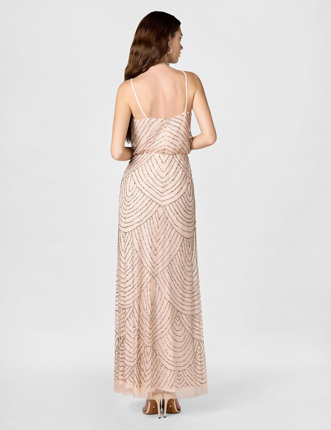 Adrianna Papell Damen-Blouson Perlenkleid 34 Mehrfarbig - Multicoloured (Blush/Gold), 34 Mehrfarbig