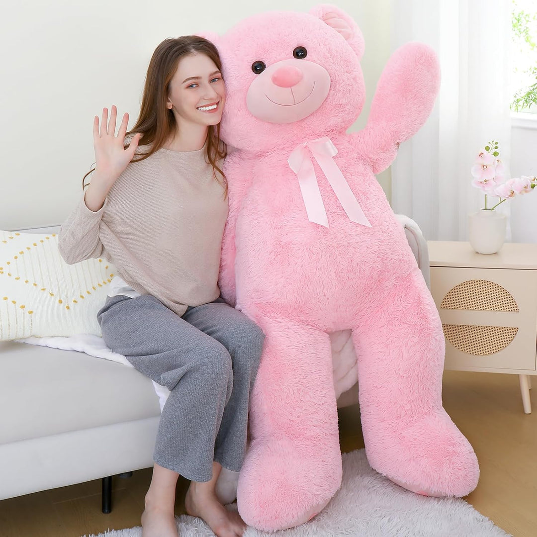 MorisMos Rosa Teddybär gross, 1.2m Riesen Teddy Kuscheltier XXL, Flauschiger Teddy Bär Stofftier Plü