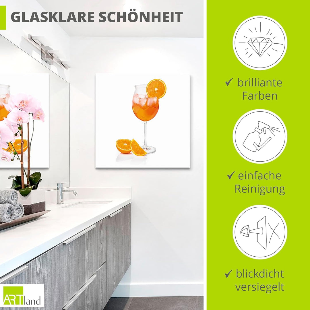 ARTland Glasbilder Wandbild Glas Bild einteilig 50x50 cm Quadratisch Cocktails Früchte Obst Cocktail