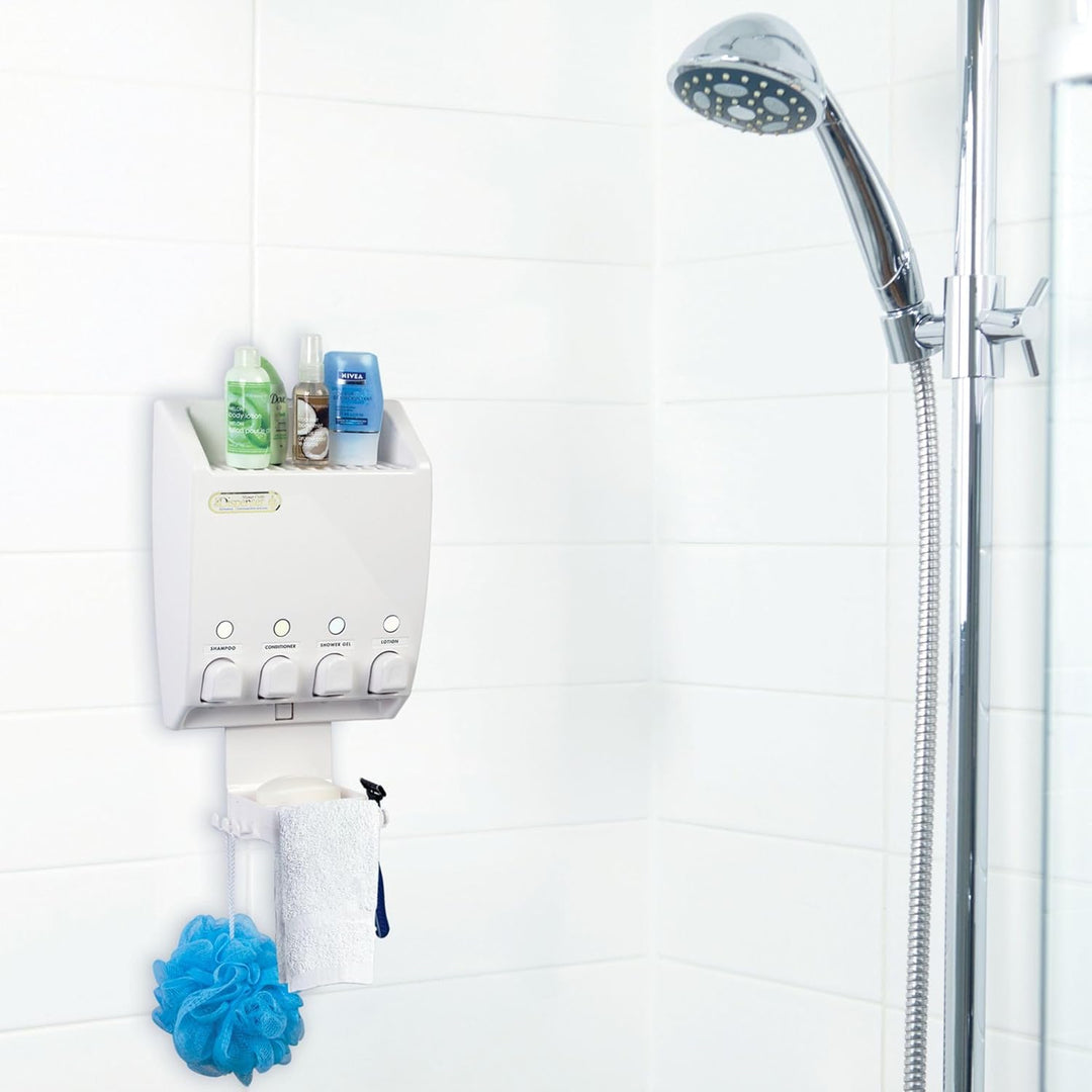 Better Living Products 75453 Ulti-Mate 4 White Dispenser mit Dusche Caddy Weiss, Weiss