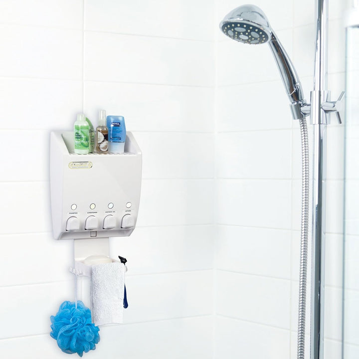 Better Living Products 75453 Ulti-Mate 4 White Dispenser mit Dusche Caddy Weiss, Weiss