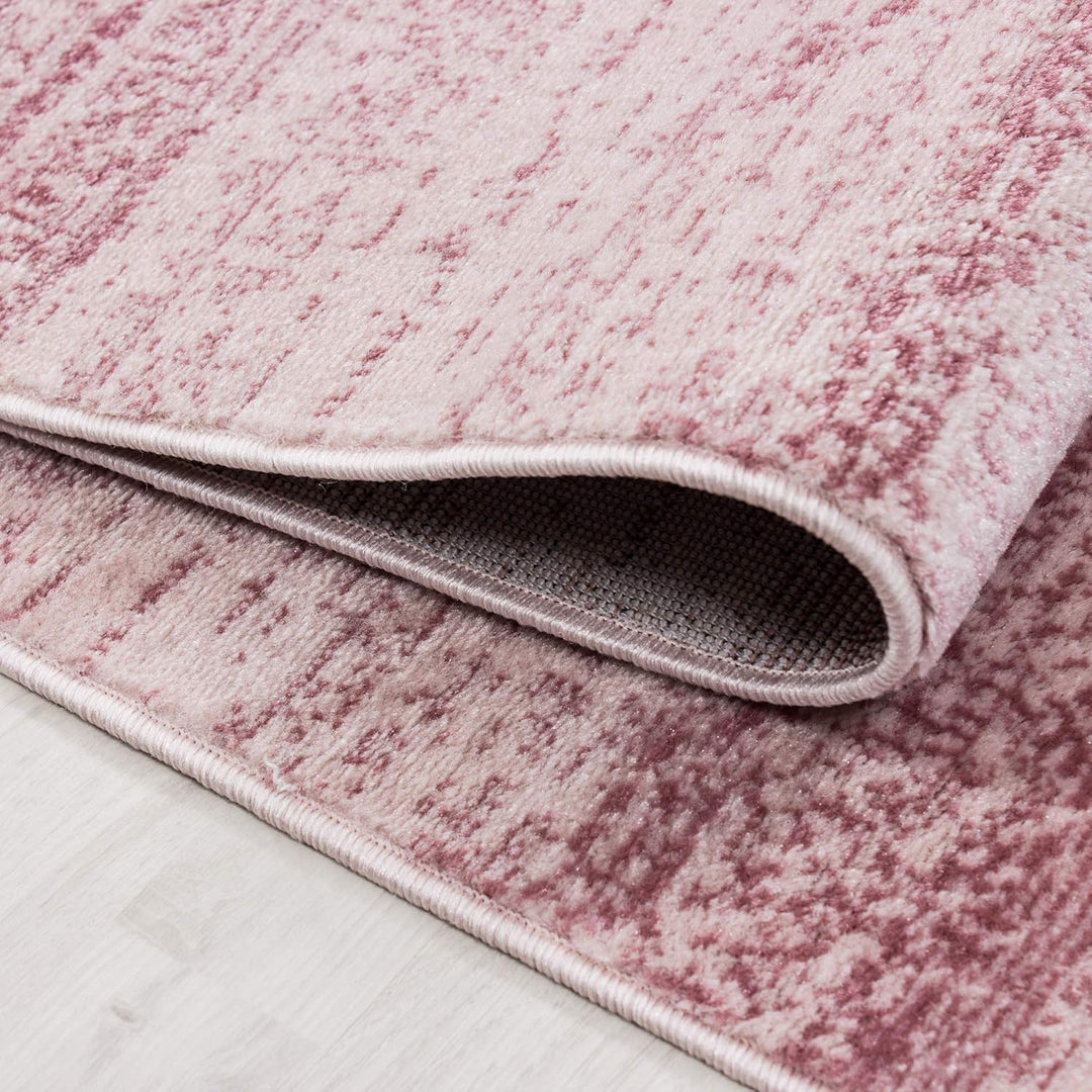 Carpetsale24 Teppich Wohnzimmer Unicolor - Einfarbig Pink Meliert 140 x 200 cm - Kurzflor Teppich Sc