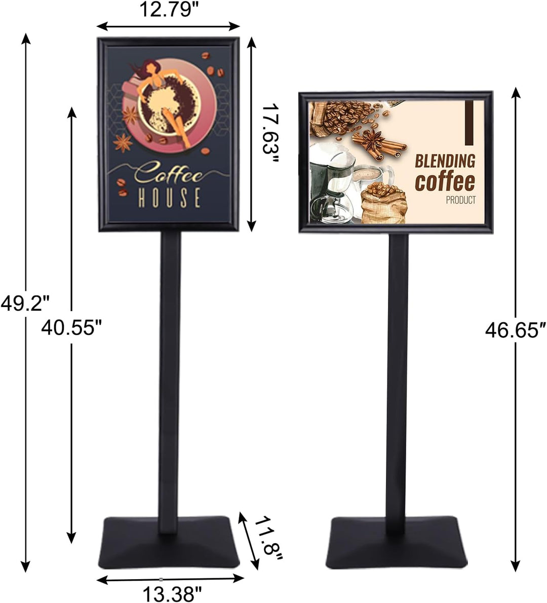 RayLove Infoständer DIN A3 für Plakate mit 297 * 420 mm. Stahl-Schildhalter,Schwarz PREMIUM Design I