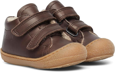 NATURINO Lauflernschuhe aus Nappaleder mit Wollfutter, Dunkelbraun
