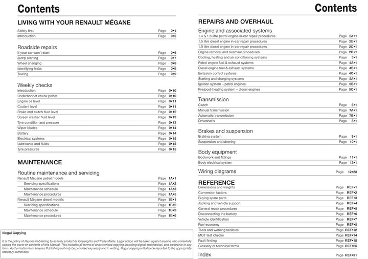 Renault Megane, Taschenbuch