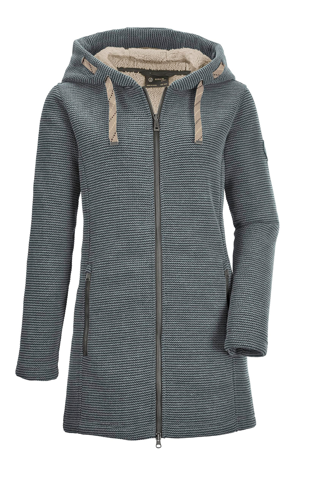 G.I.G.A. DX Damen Lässiger Strickfleeceparka/Fleecejacke mit Kapuze, Dunkelgrün