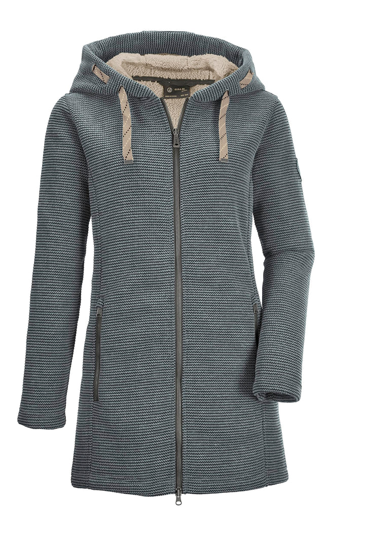 G.I.G.A. DX Damen Lässiger Strickfleeceparka/Fleecejacke mit Kapuze, Dunkelgrün