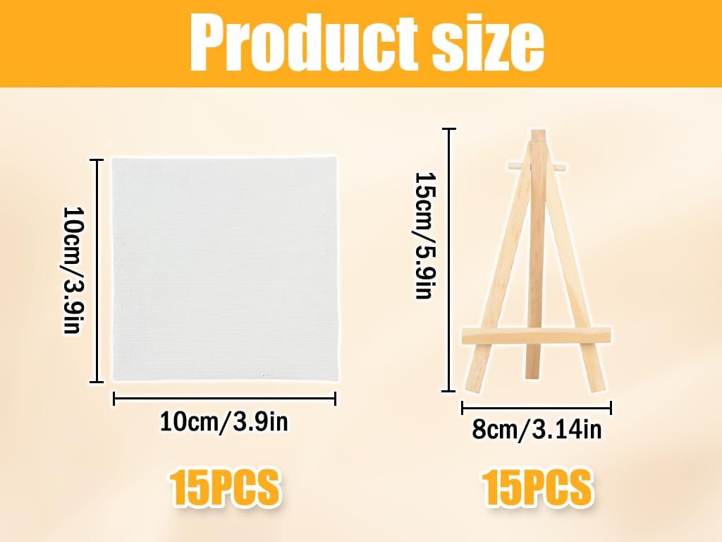 30 Stück Mini Staffelei mit Leinwand Set,Holz Dreieck Tischstaffelei 15 x 8 cm und Mini Leinwand 10
