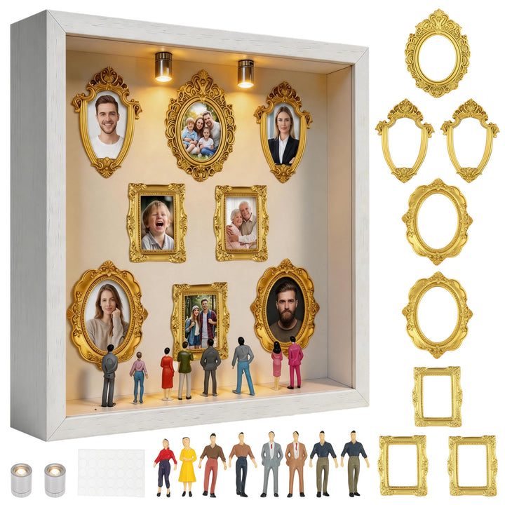 DIY Mini Museum Silhouette Box, Mini Menschen Figuren Museum mit Mini Bilderrahmen Vintage & Miniatu
