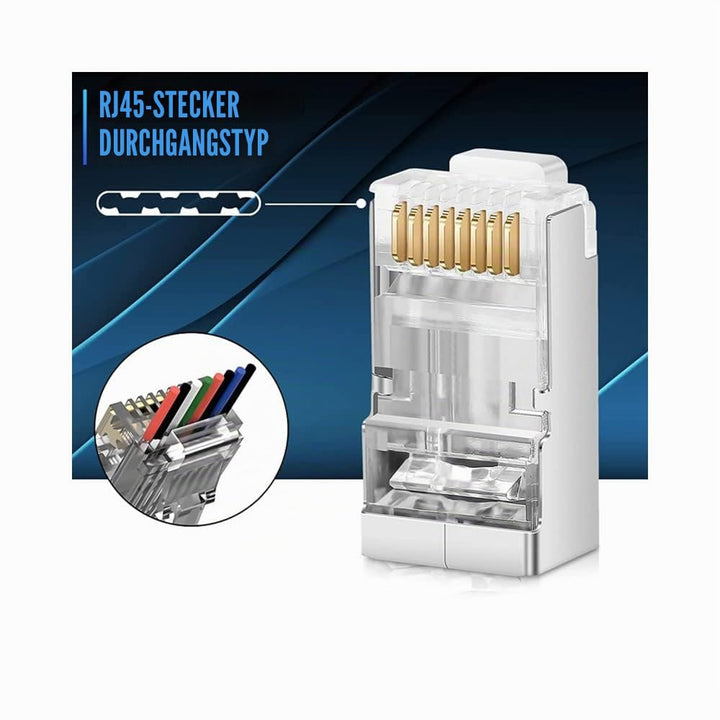 VIVOCH Cat6 RJ45 Pass-Through-Steckverbinder - 50 Stück Metallgeschirmte FTP 8P8C Modulare Netzwerks