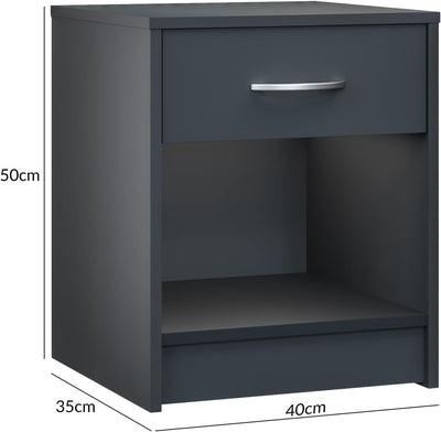 Casaria® Nachttisch Anthrazit 50x40x35cm mit Schublade Holz Modern 50cm Komforthöhe Boxspringbett Sc