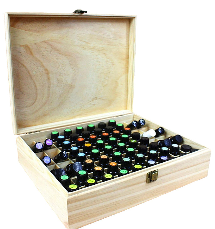 RoseFlower Holz Ätherisches Öl Organisator Behälter Duftöle Display Ständer, 68 Löcher Aufbewahrungs