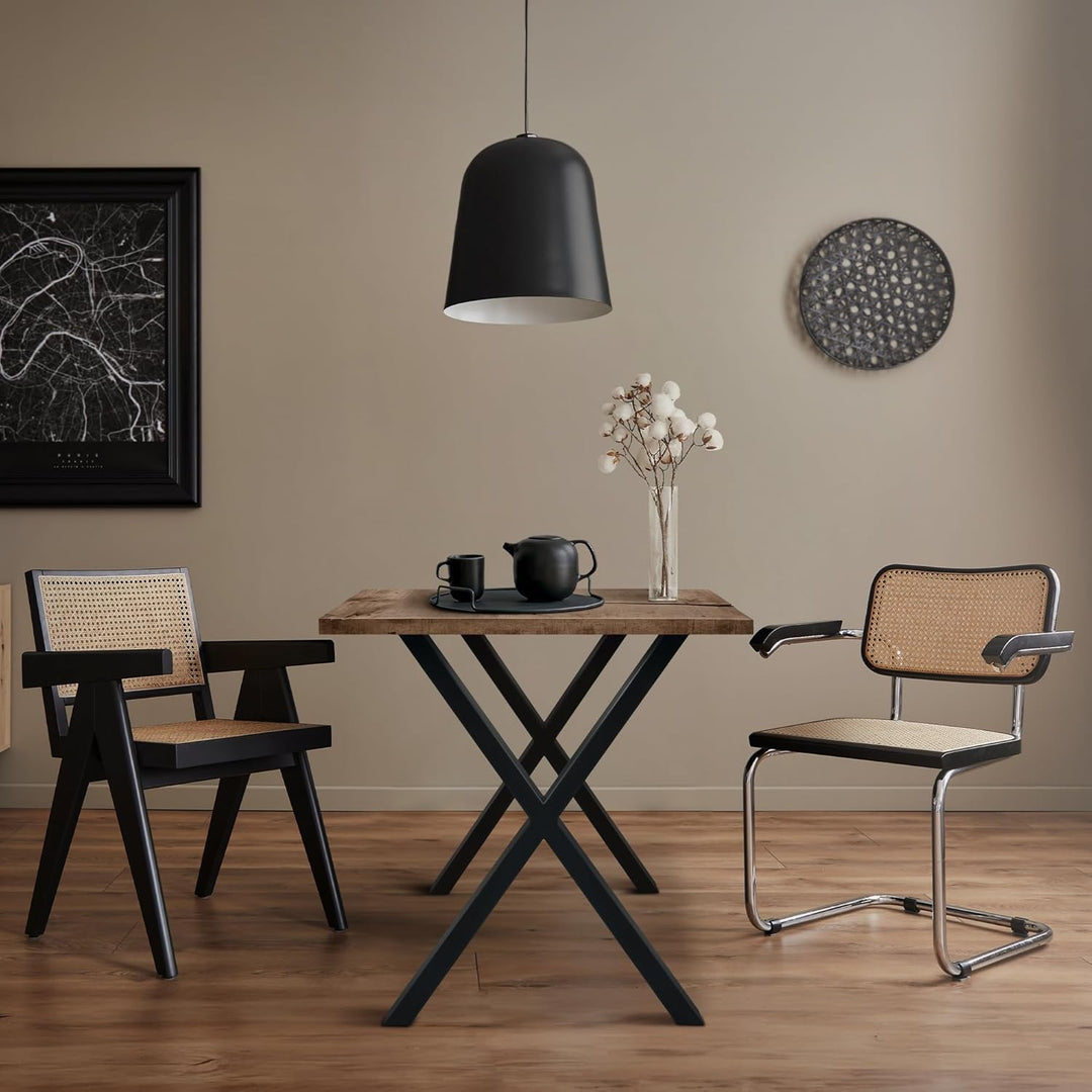 ECD Germany 2X Tischbeine X-Design X-Form, 60 x 72 cm, Schwarz, pulverbeschichtete Stahl, Industried