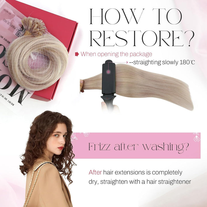 Moresoo Bonding Extensions Echthaar 35 cm U Tip Extensions Unsichtbare Haarverlängerungen #P18/613 A