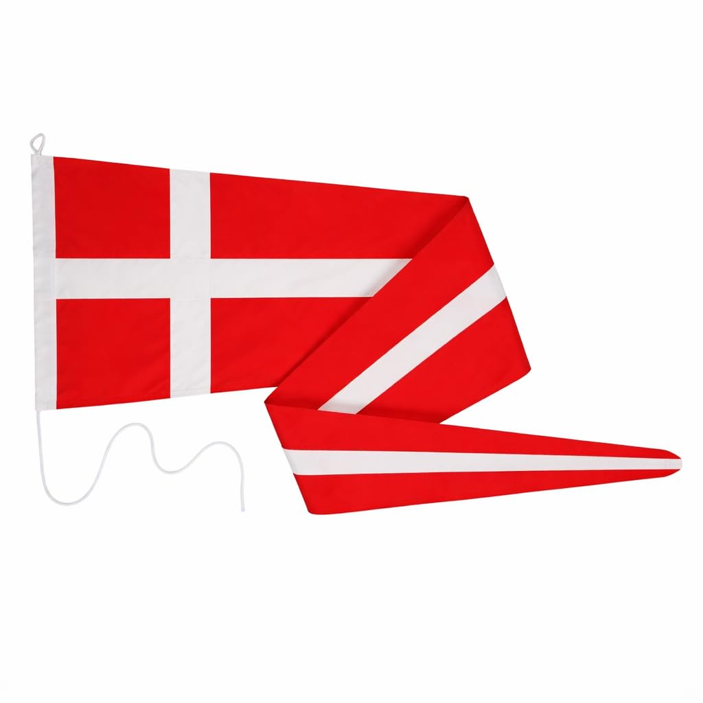 FLAGLY Premium Langwimpel Dänemark 160g/m² Stoffgewicht, robustes und witterungsbeständiges Schiffsf