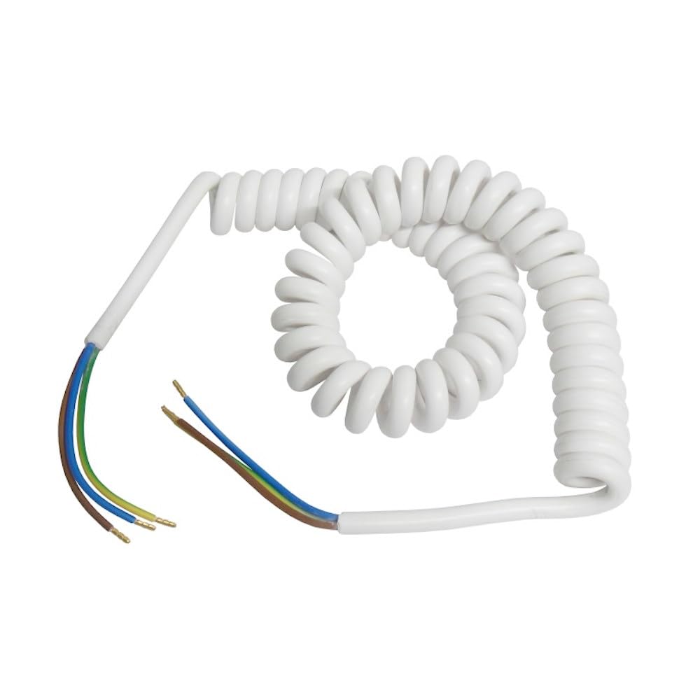 WITTKOWARE Spiralkabel (Wendelleitung), 3G1,5mm², 50cm, ausziehbar bis 2m, weiss
