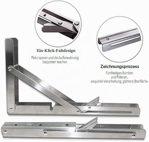 Professionelle Klappkonsole Schwerlast, 300mm Edelstahl Klappkonsole Tisch Klappregalhalterungen Kla