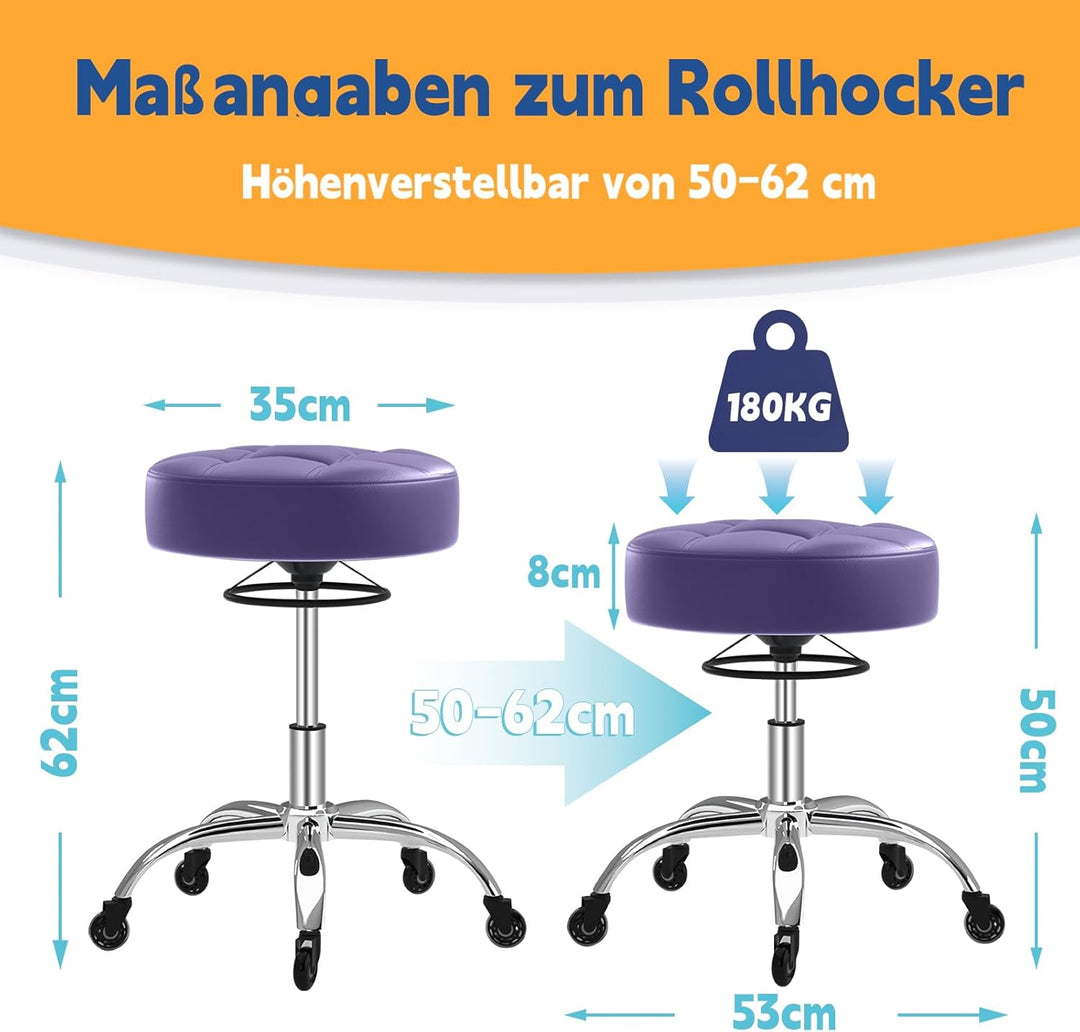 Rollhocker，Hocker höhenverstellbar mit ringheber，Dicker Schaumstoff für weichen Komfort，Stuhl mit Ro
