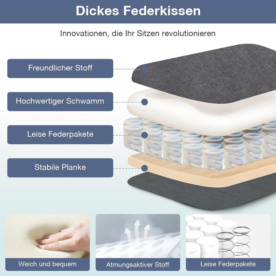 Bosmiller Ergonomischer Bürostuhl 180KG Verstellbare Schreibtischstuhl mit Hoher Rückenlehne und Bre