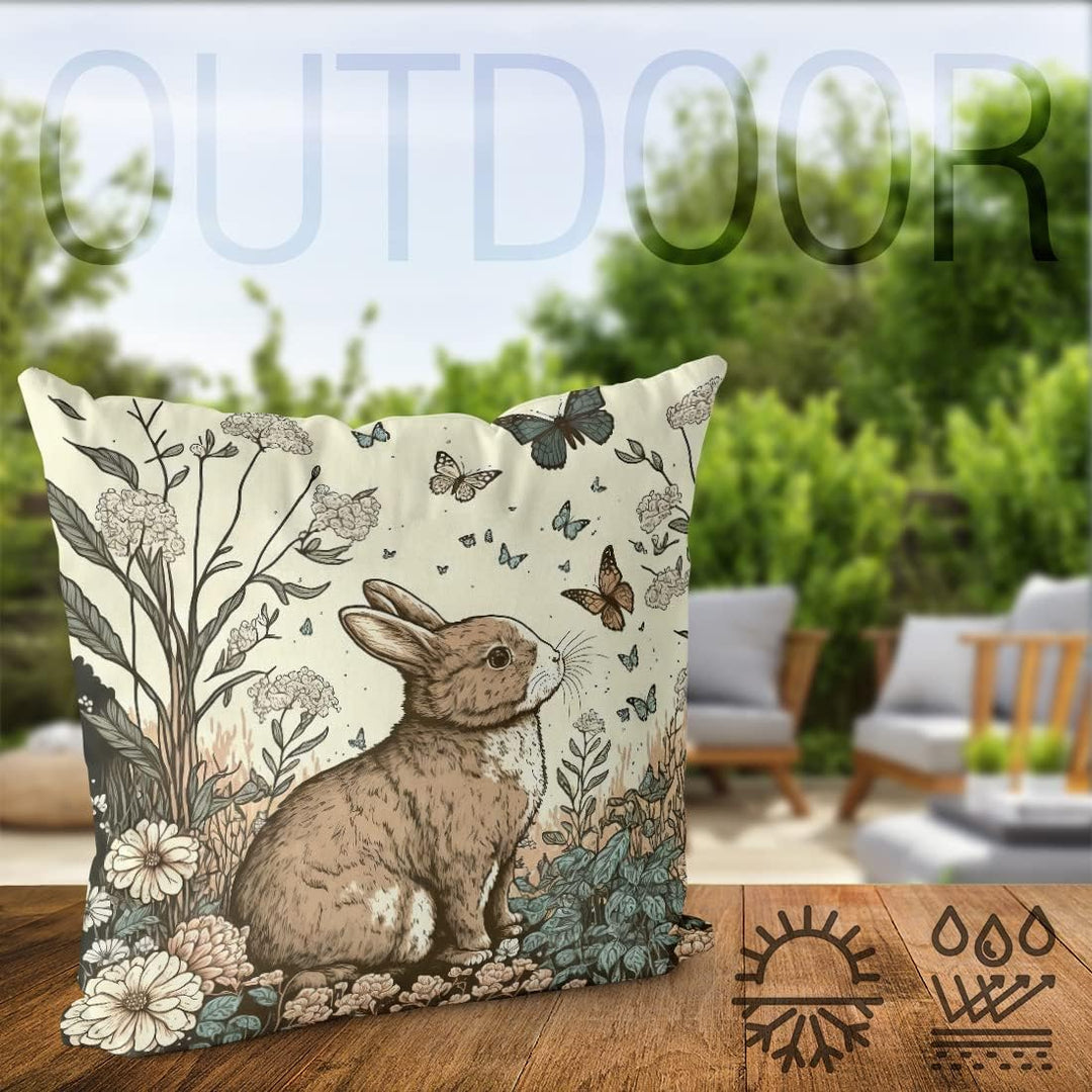 VOID Hase Schmetterlinge Ostern 50x50 Kissenhülle Polyester Zierkissen Couchkissen Ostern Osterdeko