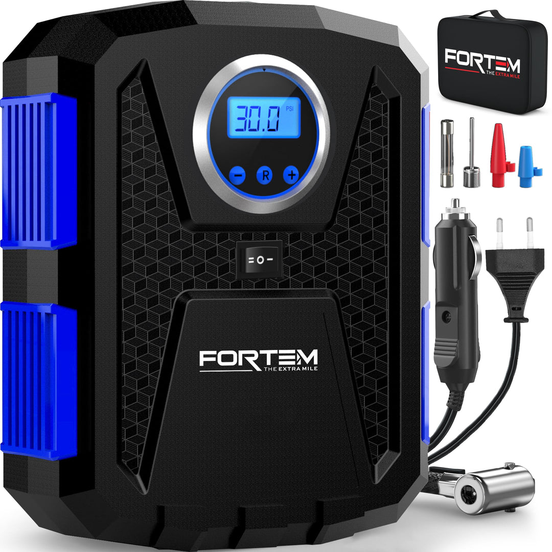 Fortem Tragbarer Kompressor Autoreifen, Kompressor Fahrrad, 12V Autoreifen Pumpe und Fahrradpumpe El