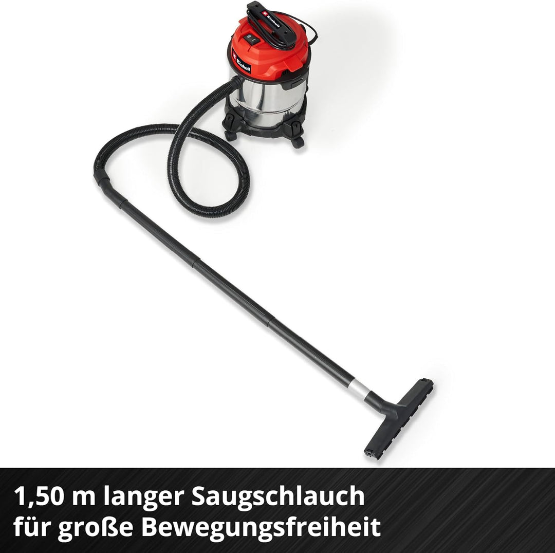 Einhell Nass-Trockensauger TC-VC 1812/1 S (1250 W, 180 mbar, 4 Lenkrollen, 12 L Behälter, inkl. Fuge