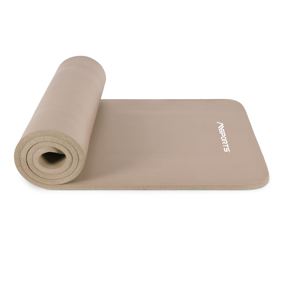 MSPORTS Gymnastikmatte Studio 183 x 61 x 1,0 oder 1,5 cm | inkl. Übungsposter und Tragegurte | Hautf