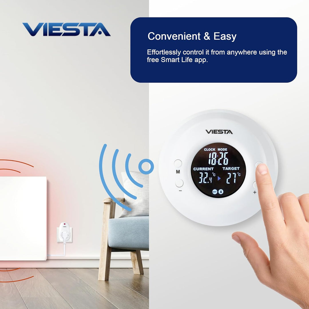 TH20 Funk-Steckdosenthermostat (230V/3600W) – Digital, programmierbar, mit Fernbedienung, Wochenprog