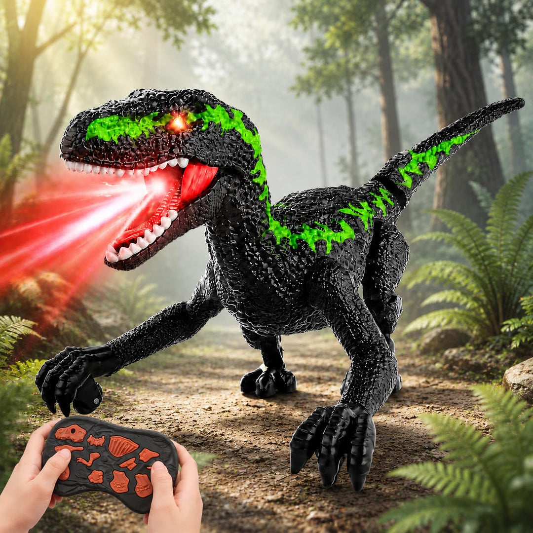 Fernsteuerungs-Dinosaurier für Kinder ab 3, 2,4 GHz RC-Dino mit 3D-Augen & 3 Geräuschen, interaktive