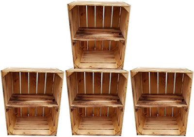 Massive Holzkisten Schuhregal Bücherregal GEFLAMMT Zwischenbrett Apfelkisten Obstkisten Weinkisten K