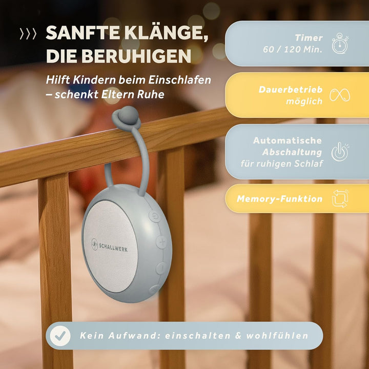 Schallwerk ® White Noise Machine Baby – Einschlafhilfe für Babys & Erwachsene mit weissem Rauschen,