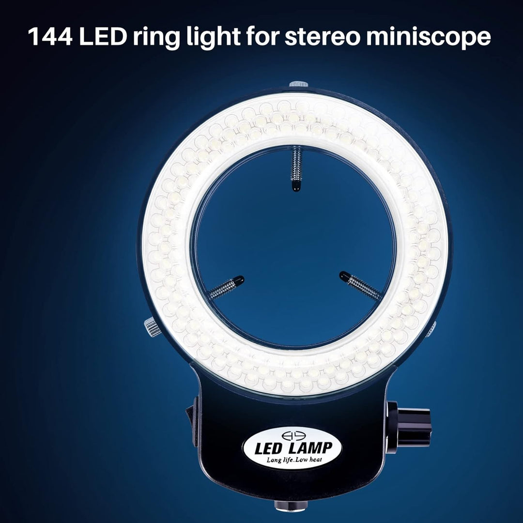 Iegefirm 144 LED Mikroskop Ringlicht Ringleuchte 0-100% Einstellbar Lampe für Microscope Ringbeleuch