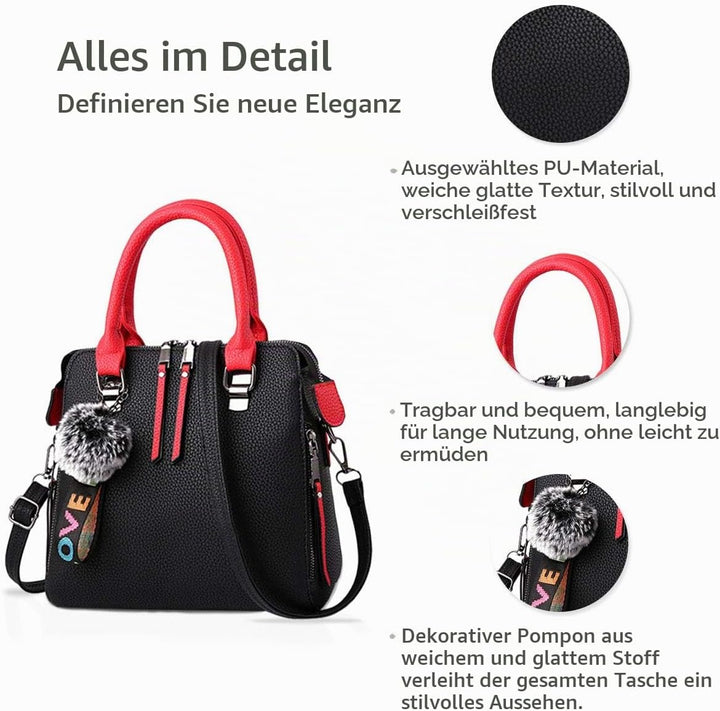 NICOLE &amp; DORIS Mode Handtaschen Damen Taschen Elegant Shopper Tote Leder Schultertasche Frauen Umhän