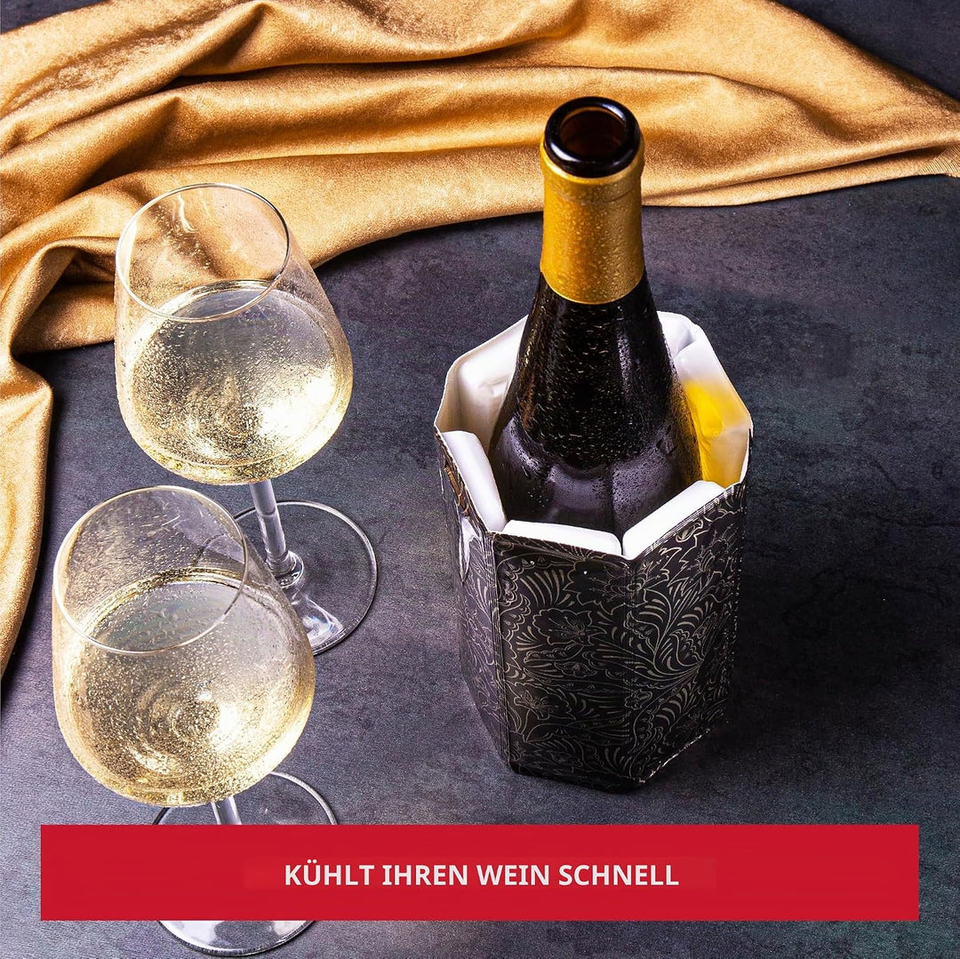 Vacu Vin Flexibler Weinkühler - Wiederverwendbar - Königliches Gold - Flaschenkühler Manschette für