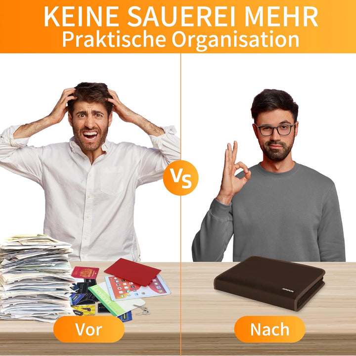 JUNDUN Fächermappe - Dokumentenmappe a4 mit mehreren Fächern - Feuerfest Dokumententasche mit Reissv