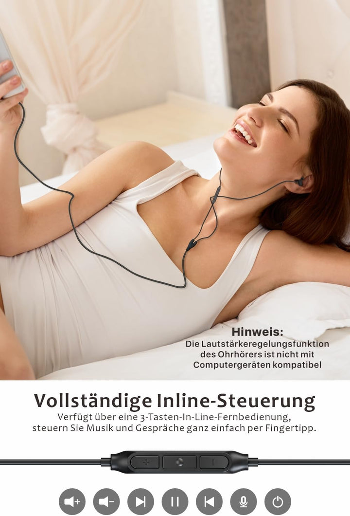 Hearprotek 2 Paar Silikon Schlaf Ohrhörer, Komfortable Anti-Lärm In-Ear Kopfhörer 3,5 mm Stecker mit