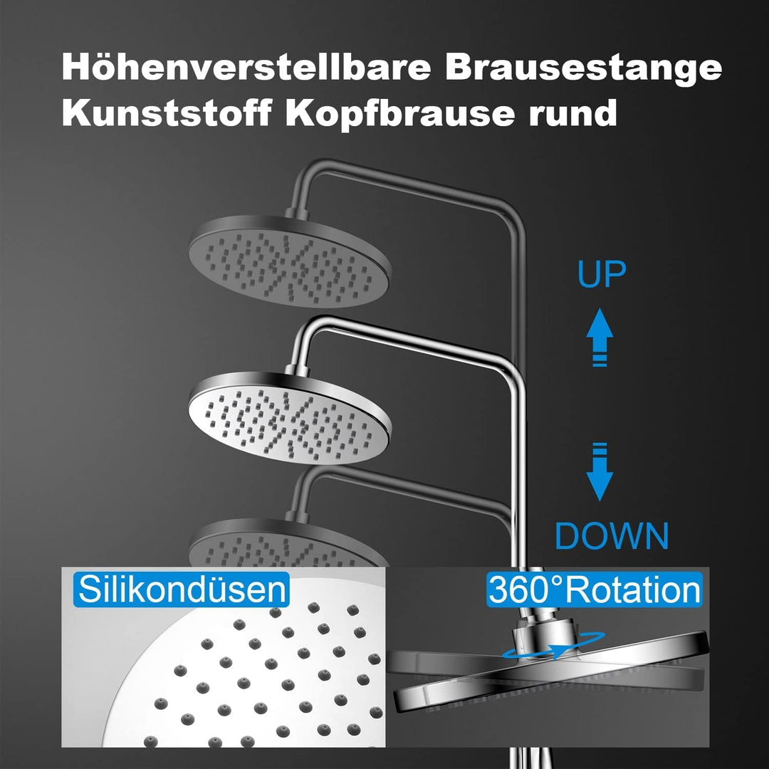 YOOZENA Duscharmatur Komplettset, Duschsystem mit Einhebelmischer,Duschset (Duscharmatur, Regendusch
