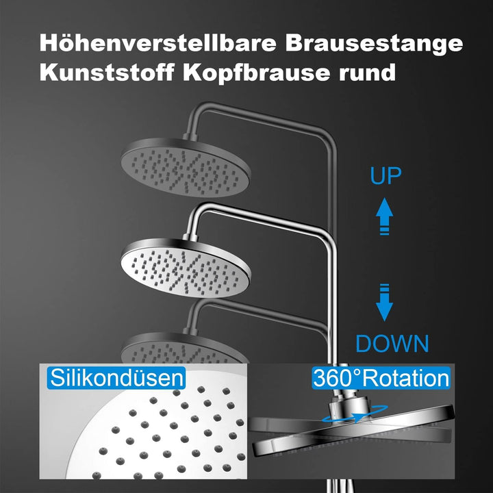 YOOZENA Duscharmatur Komplettset, Duschsystem mit Einhebelmischer,Duschset (Duscharmatur, Regendusch