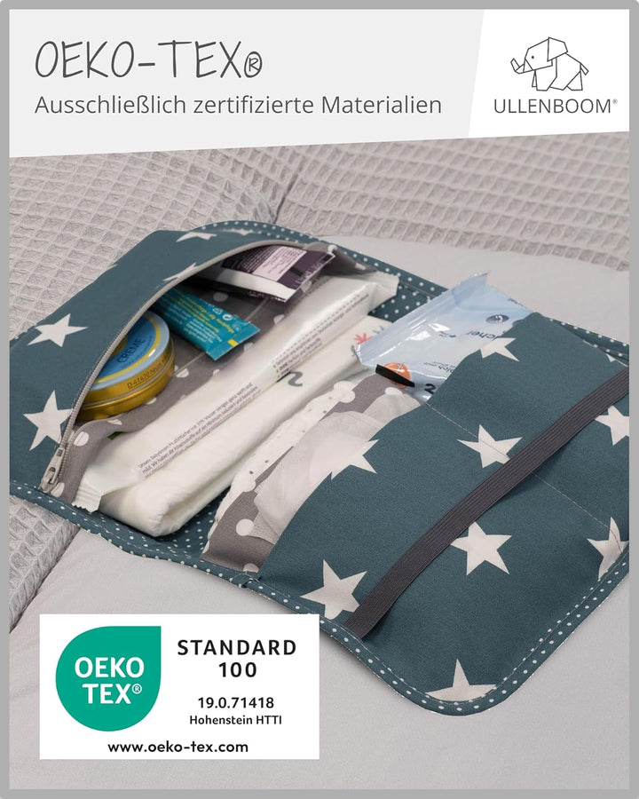ULLENBOOM ® Windeltasche für unterwegs (Made in EU) - Wickeltasche für bis zu 3 Windeln, Feuchttüche