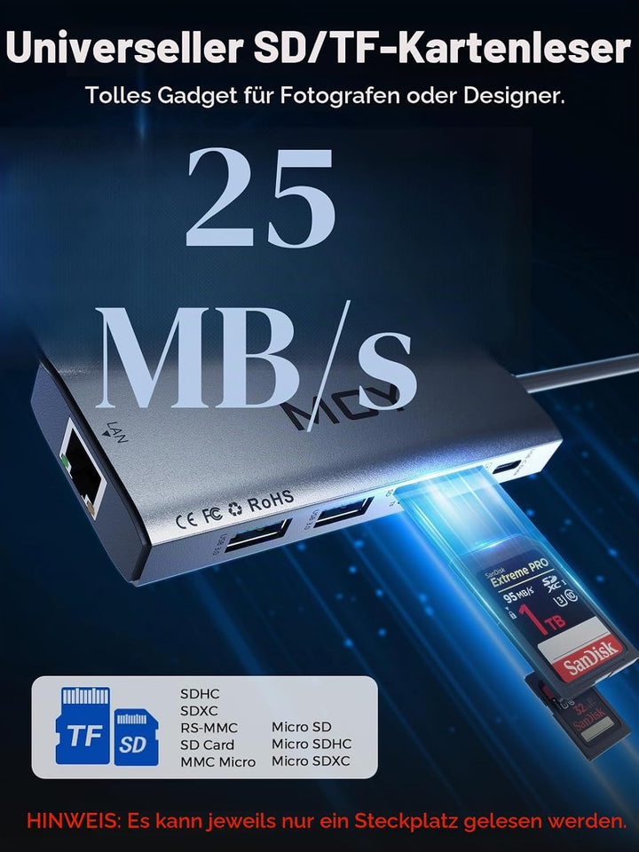 MCY Docking Station Zwei Display, 10 IN 1 USB C Hub 2 HDMI, Gigabit Ethernet, 2 USB C/USB A 3.0 Port