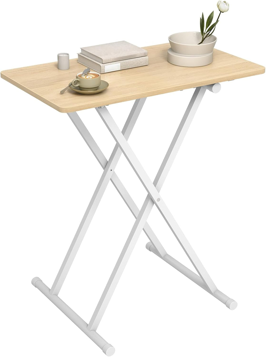 HOOBRO Beistelltisch Klappbar, Kleiner tabletttisch, verstellbare Höhe Klapptische, 60 x 40 x 60 cm,