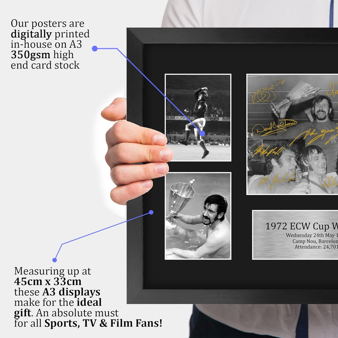 HWC Trading FR A3 Rangers 1972 ECW Cup Gewinner gedrucktes Memorabilia signiertes Autogramm Display